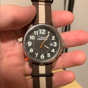 Timex Brown and Silver Military-Inspired Watch